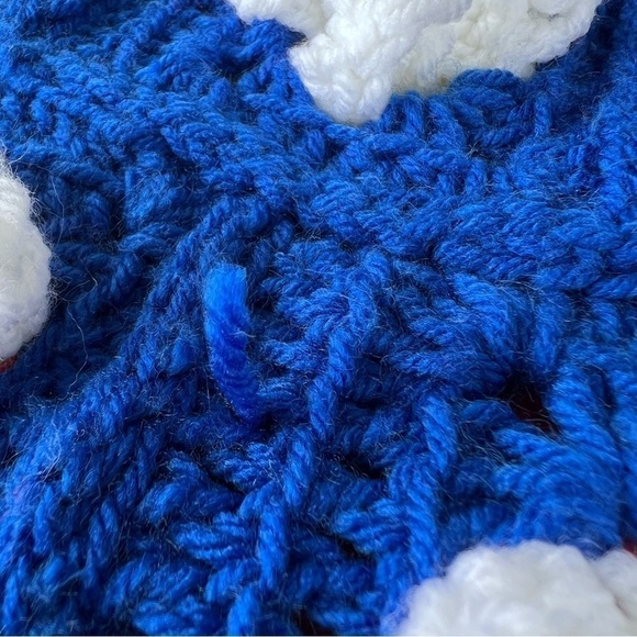 Handmade Crochet American Flag Afghan Patriotic Red White and Blue Huge! USA GUC - Picture 11 of 12